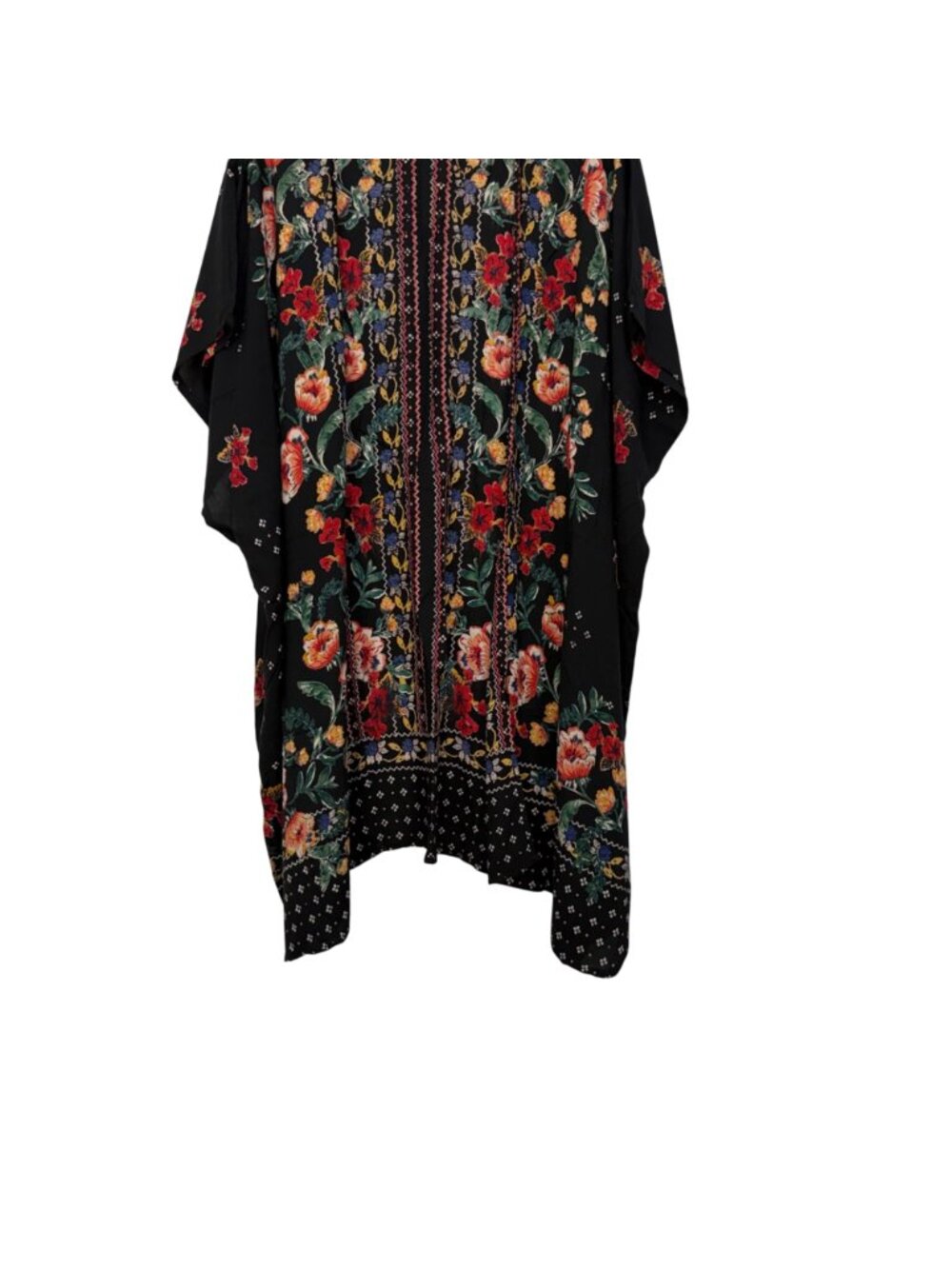 Gypsy Love Floral Colorful Kimono Cardigan Black Rayon Womens Size Medium Boho - Picture 8 of 9